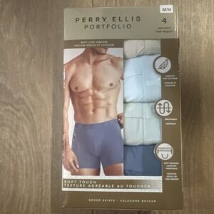 Perry Ellis 4 PACK Soft Luxe Viscose Boxer Briefs Size Medium(32-34)Comfort NEW